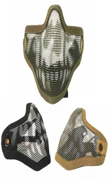 

tactical ghost mesh airsoft mask paintball half face protection strike style9974494, Black;white