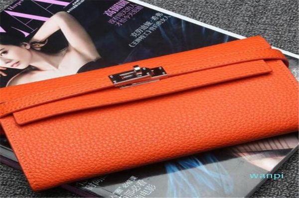 

designer women fashion temperament proce wallets first layer cowhide leather card holders leisure lock wallet long purse1957861, Red;black