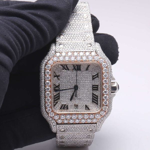 

couple hip hop vvs with gra certified gold diamond customize case skeleton stainls steel ladi s925 moissanite watch89ek, Silver