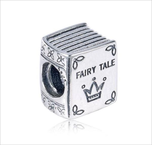 

925 sterling silver charm european and american new bracelet diy beads accessories plain silver fairy tale book bead charm4665334, Black