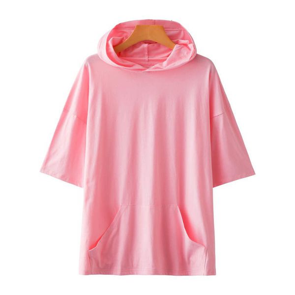 

women's plus size tshirt summer loose shortsleeved tshirt bust 144cm 5xl 6xl 7xl 8xl 9xl solid hooded 5 colors 230905, Black