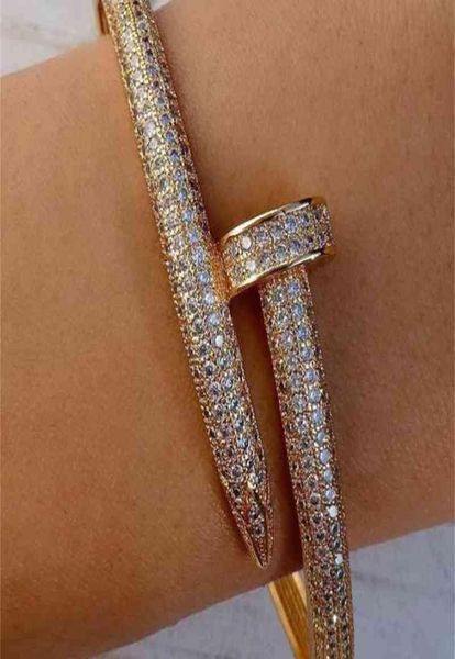 

2021 luxury 18k gold printed copper snake screw bangle bracelet gold plated diamond women nail bracelet8438766, Golden;silver