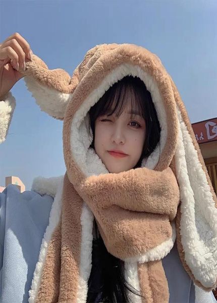 

berets 2022 cashmere bomber hats women fluffy hat with ears autumn winter cute pullover earmuffs warm cap muffler8902964, Blue;gray