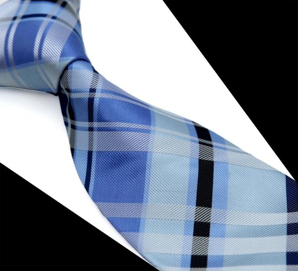 

t089 mens ties necktie light blue navy checked scottish plaid 100 silk jacquard woven new casual business formal whole 6992845, Blue;purple