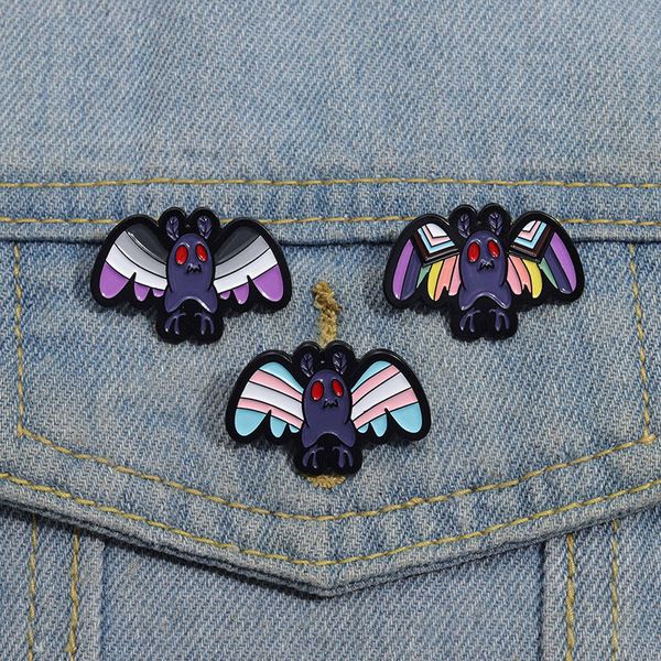 

mothman enamel pins custom lgbt rainbow brooches lapel badges punk gothic animal invisible creature jewelry gift for friends, Blue