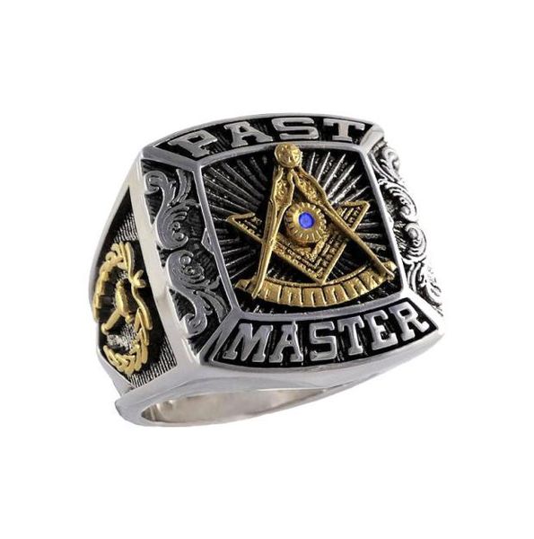

gold filled past master masonic rings 316l stainless steel punk style mens mason ring3882872, Silver