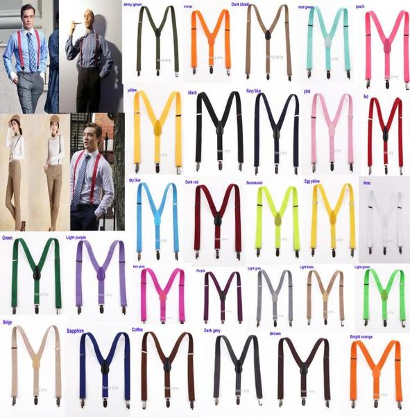 

25x100cm new mens womens clipon y back elastic suspenders adjustable braces christmas gift 42 colors high qua1746488, Black;white