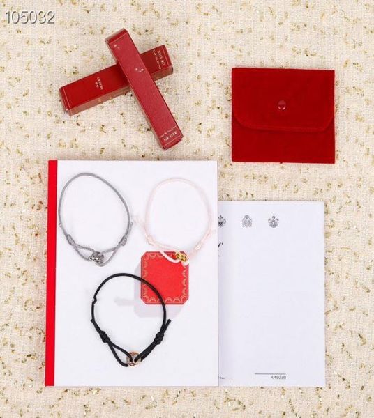 

luxury trinity classic designer s925 sterling silver three round circle charm double fabric rope bracelet for women jewelry1714043, Golden;silver