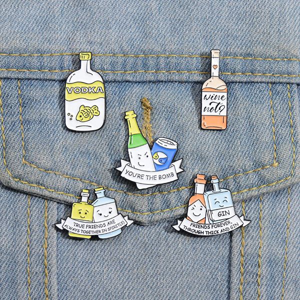 

glass wine bottle enamel pins custom you are the bomb brooches lapel badges funny wine jewelry gift for friends, Blue