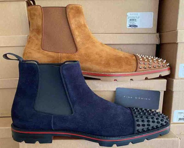 

men casual boot shoes designer studded spikes fashion insider sneakers suede leather melon high ankle boots size35-474012993, Black