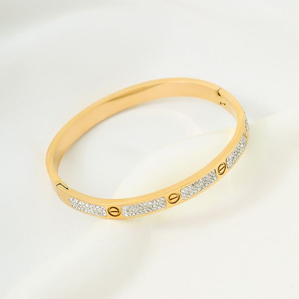 

fine design white zircon micro pave bangle stainless steel bracelet for girlfriends gift, Black