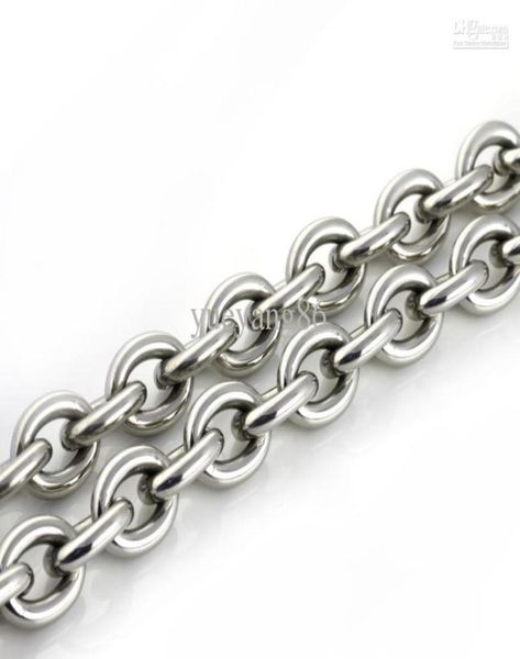 

1pcs 14mm heavy slapup men oval shinying jewelry silver stainless steel link chain necklace 1995g6769501