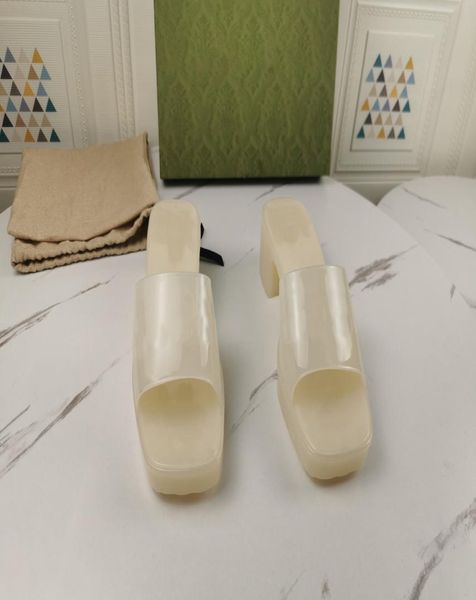 

luxurious designer women sandals rubbersoled slippers square heels the highest quality a variety of colors sizes 35404638572, Black