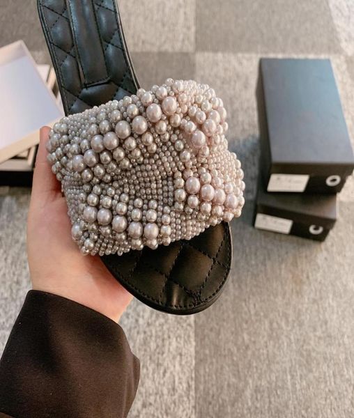 

women designers flat slides sandals slippers chaoliu pearl woman039s shoe feet details are impeccable import diy beadscomforta3844641, Black