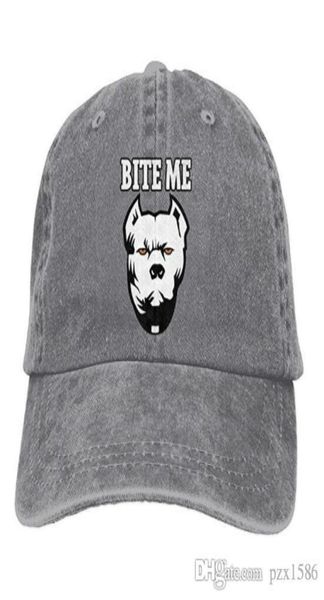 

pzx baseball cap for men and women bite me pitbull mens cotton adjustable jeans cap hat optional9367706, Blue;gray