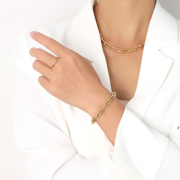

Handmade U Shape Chain Necklace Bracelet Stainless Steel Jewelry