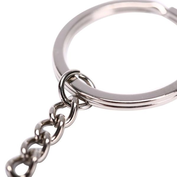 

polished silver color 30mm keyring keychain split ring with short chain key rings women men diy key chains accessories 30005253777