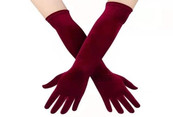 

mittens women golden velvet long section autumn winter warm black evening dress etiquette gloves retro style banquet accessories c4627159, Blue;gray