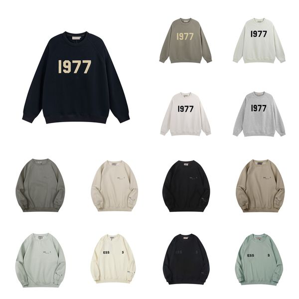 

autumn winter men women hoodies essentailhoodie 1977 printed hoody pullover cotton hooded designer ess hoodie essentialclothing couples hood, Black