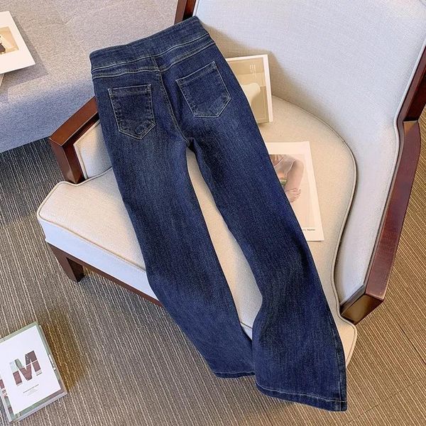 

women's jeans vintage blue split flare women spring autumn korean high waist slim floor sweeping denim trousers black casual pants