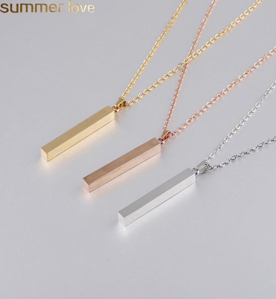 

stainless steel pendant necklace new fashion gold plated solid blank bar charm pendants for buyer own engraving jewelry7737039, Silver