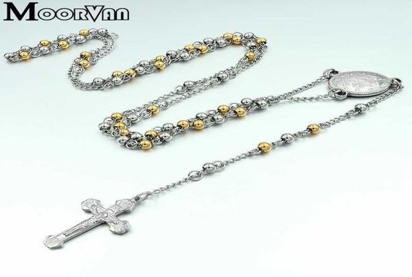 

moorvan necklace,punk religious beads 60cm 4mm stainless steel for men charm y necklaces,round shaped vrn738221076, Silver