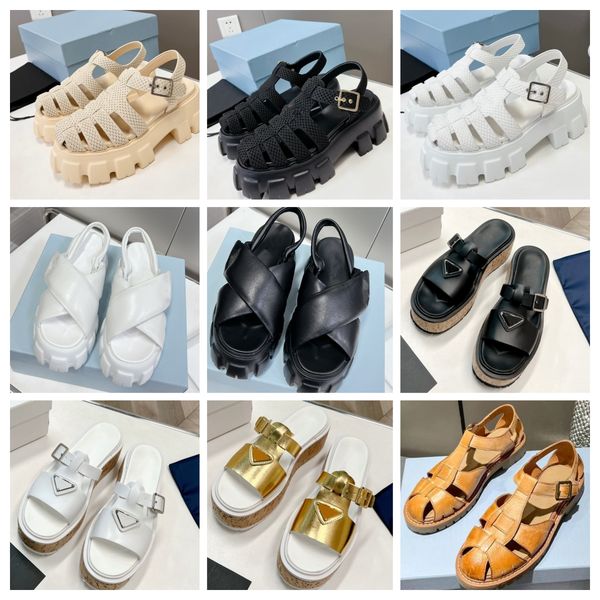 

designer monolith lug padded sandals roman foam sandal padded nappa slides luxury bread slippers summer cutout buckle beach, Black