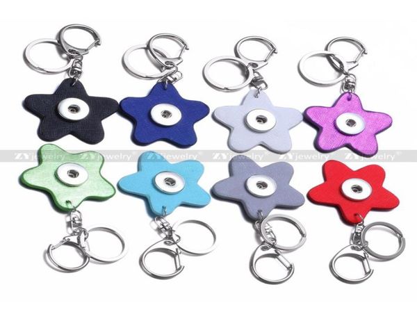 

star pu leather snap button keychain diy noosa 18mm snap button key rings snap keyring accessories jewelry3445035, Silver