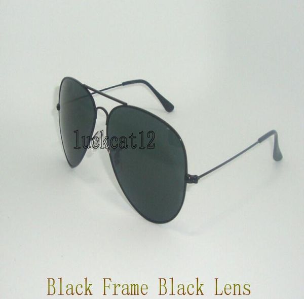 

1pcs classic pilot sunglasses designer metal sun glasses for men women black black 58mm 62mm glass lenses uv protecti8465231, White;black