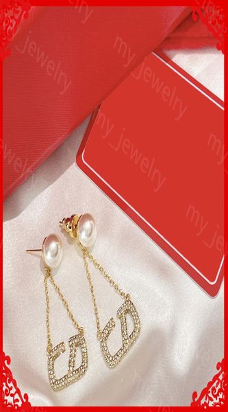 

woman pearl earrings fashion letter gold ear studs lady luxurys designers tassels earrings womens jewelry rhinestones earing ohrst4502498, Golden;silver