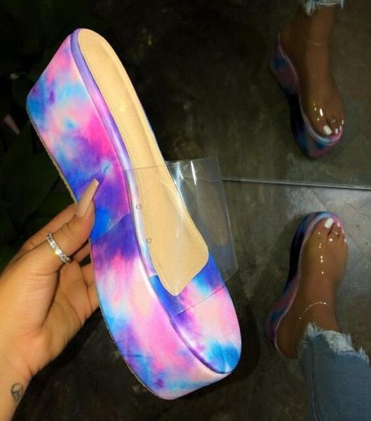 

colorful slipper waterproof platform high heel pvc summer new women outdoor beach sandals nonslip durable women slippers1573410, Black