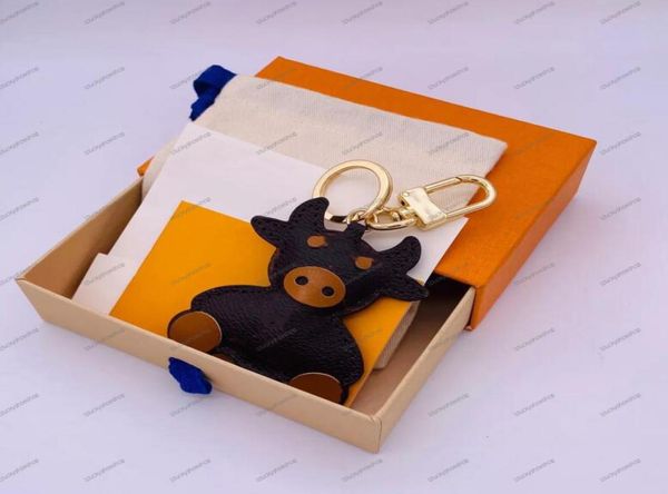 

no box flowers keychain cute cattle cartoon bowknot design handmade car wallet bags pendant leather keychains animal key ch6347121, Silver