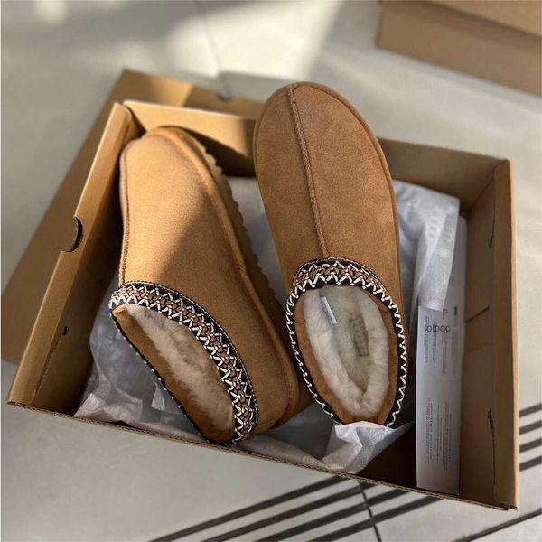 

slip-on ugglies slippers boots tasman chestnut upper fur slides sheepskin shearling tazz suede classic mules women men ultra shoes mini plat