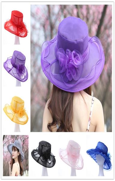 

elegant fashion women039s church hats for women flower hat summer gorras sun hat wedding kentucky derby wide brim sea beach hat3859750, Blue;gray