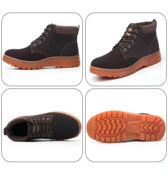 

steel toe safety boots ankle wild storage safety shoes breathable leather wearresisting old safety shoes construction site shoes 6038290, Black;brown