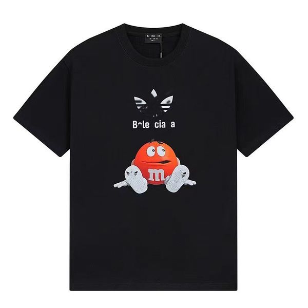 

designer t-shirt balenciiages classic logo co branded high-quality printed t-shirt casual loose letter short sleeved pure cotton t-shirt for, White;black