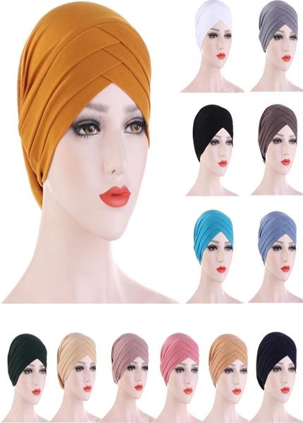 

muslim women hijab turban hat hair loss cancer chemo cap headscarf wrap islamic beanie bonnet stretch headwear cover solid6309824, Blue;gray