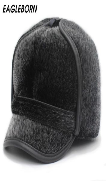 

new winter men russian hat faux fur hat fashion fur dad hats ushanka bomber hats ear flap thicken winter cap for mens the aged lj21374269, Blue;gray