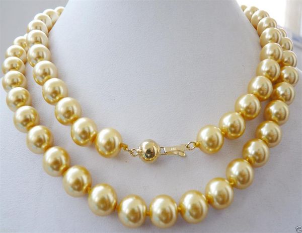 

10mm yellow south sea shell pearl necklace 34quot 14k gold clasp4815809, Silver