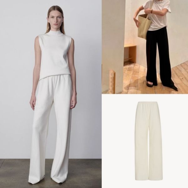 

women's pants s minimalist ther0w versatile acetic acid blended high waist dropped elastic floor sweeping casual 230905, Black;white