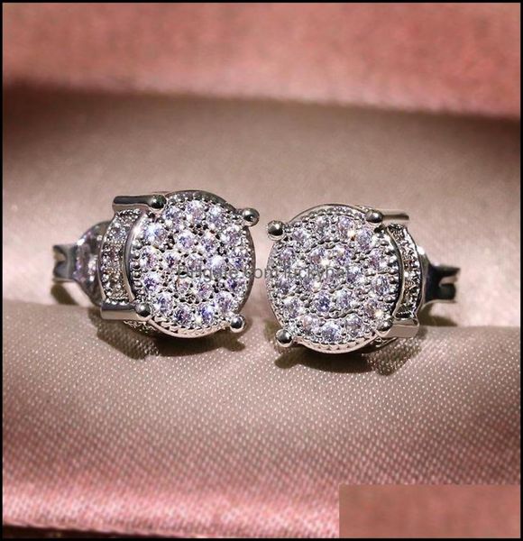 

stud earrings jewelry studs yellow white gold plated sparkling cz simated diamond for men women 159 t2 drop delivery 2021 2wmuq6831451, Golden;silver