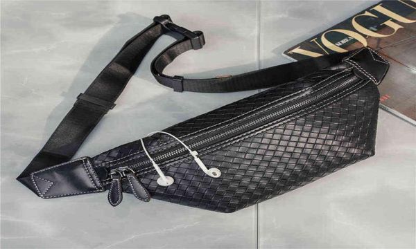 

designer men fanny pack waist bag for male woven leather black belt bum crossbody bags phone packing 2206107903182