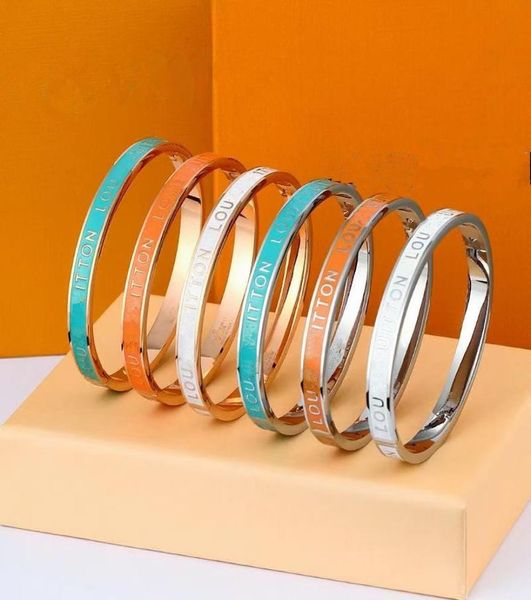 

whole bangle size 17cm letter stainless steel bracelet gifts for men women jewelry4336632, Black