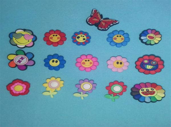 

flowers pvc soft rubber yoshi shoe charms designer new style for mushroom shoe buckle2073671, White;pink
