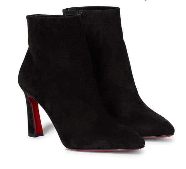 

winter short cut ankles boots women shoes s paris bootie so eleonor suede ankle boots,luxury designer pump lady high heel party wedding dres, Black