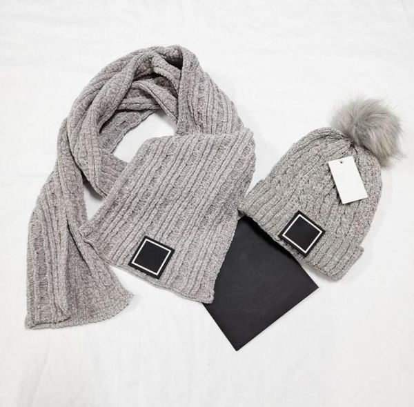 

2021 style 100cotton knit hat scarf set fashion knitted hats warm scarfs for autumn winter color 5 mens womens beanie6260277, Blue;gray