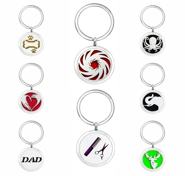 

u24 key ring perfume aromatherapy essential oil diffuser locket key chain alloy 30mm hollow locket key ring with 5pads randomly5987854, Slivery;golden