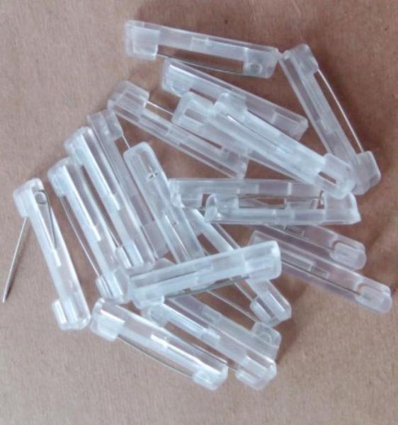 

1000 pcs transparent color plastic bar safety pin id badge crafting back suit for brooch diy craft2024198, Silver