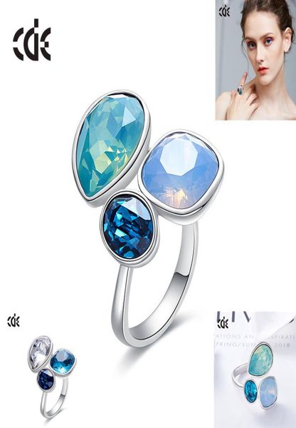 

cde adjustable colorful crystal ring female with rovski elements crystal jewelry3344921, Silver