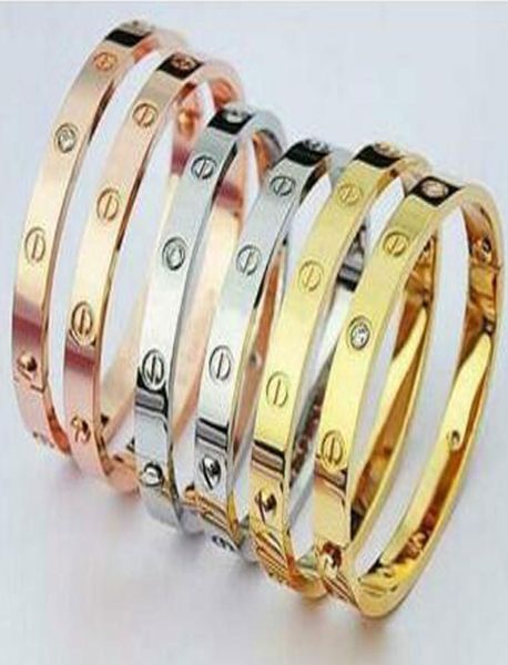 

men women stainless steel love bangle bracelets gift never fade fashion designer jewelry rose gold screw bangle bracelet with scre2760667, Black